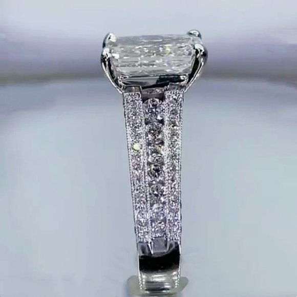 ⚡ Eternity Band High Quality Prong Set Emerald Cutting CZ Ring, MARR9422 - Picture 5 of 5